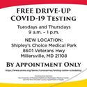 Days and location for drive-up COVID-19 testing
