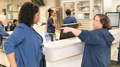 Medical staff in conversation