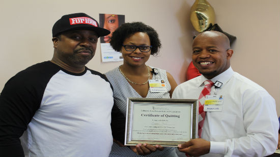 Ernest Smith being awarded for being smoke free.