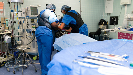 Trauma surgeons mid operation