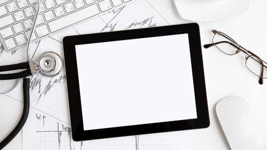 tablet computer and stethoscope
