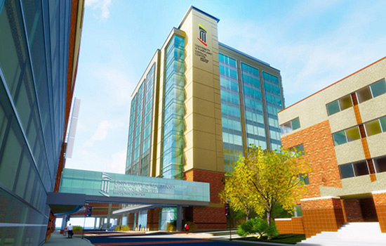 Mockup of the new UMMC Midtown Campus building