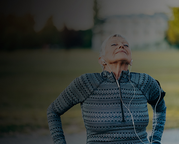 Woman breathing deeply