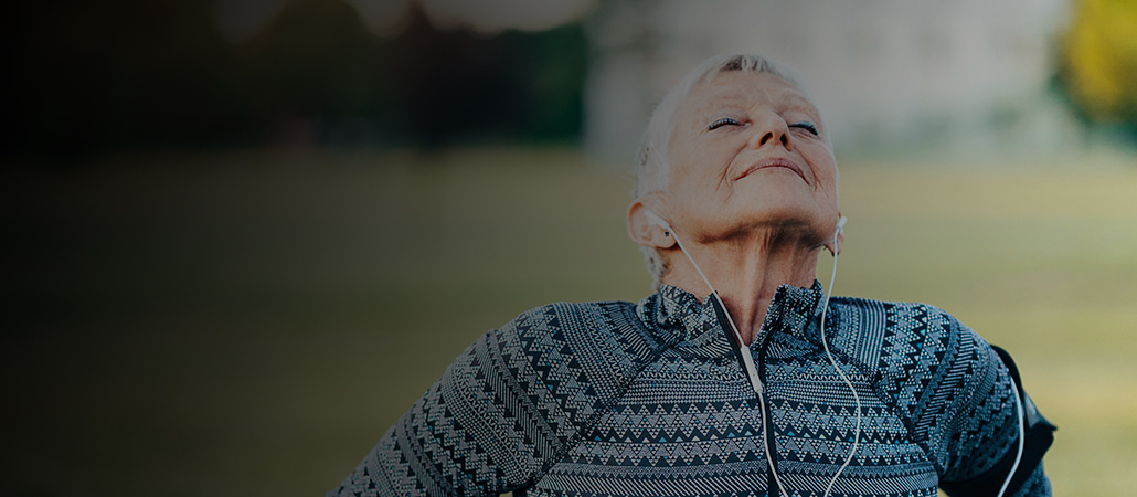 Woman breathing deeply