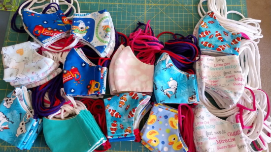 Piles of homemade masks