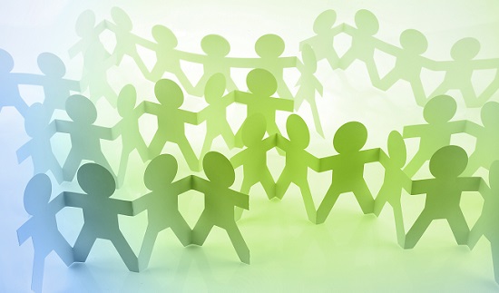 Paper chain people holding hands