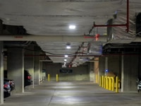 LED lighting inside the parking garage