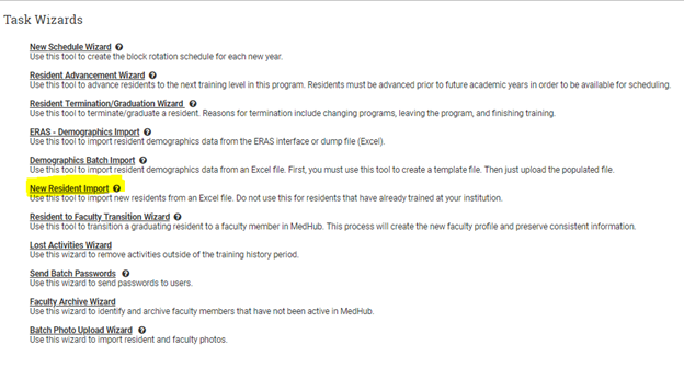 Task wizard Select: A. Download Import Template (in-house)
