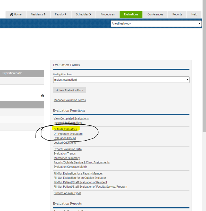 outside evaluators screen